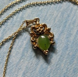Vintage jade pendant on gold